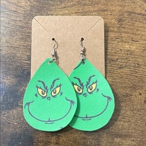 Green Grinch Teardrop Earrings